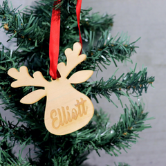 Engraved Reindeer Christmas Ornament