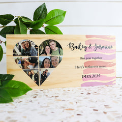 Anniversary Heart Wooden Photo Block