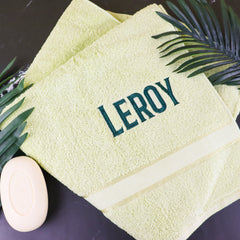 Apple Green Embroidered Bath Towel