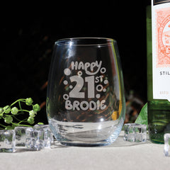 Birthday Personalised Stemless Wine Glass