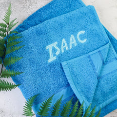 Blue Embroidered Bath Towel