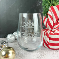 Snowflake Stemless Wine Glass