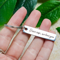 Drive Safe Metal Bar Keyring