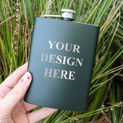 Matte Khaki Green Personalised 8oz Flask