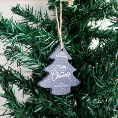 Merry Christmas Tree Slate Ornament