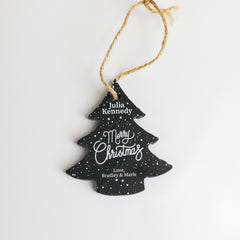 Merry Christmas Tree Slate Ornament