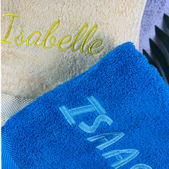 Blue Embroidered Bath Towel