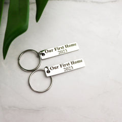 Our First Home Metal Bar Keyring