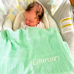 Knitted Baby Blanket Embroidered with Name