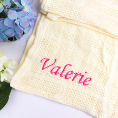 Knitted Baby Blanket Embroidered with Name