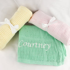 Knitted Baby Blanket Embroidered with Name