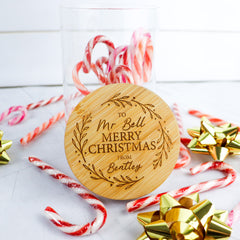 Christmas Wreath Engraved Lolly Jar