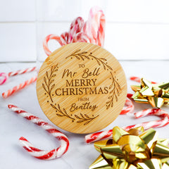 Christmas Wreath Engraved Lolly Jar