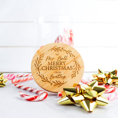 Christmas Wreath Engraved Lolly Jar