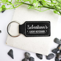 Vegan Leather Personalised Lucky Keychain