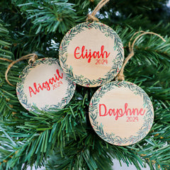 Personalised Wreath Wooden Ornament