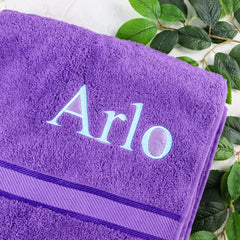 Purple Embroidered Bath Towel