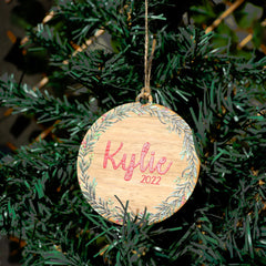 Personalised Wreath Wooden Ornament