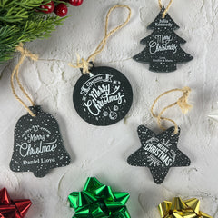 Merry Christmas Circle Slate Ornament