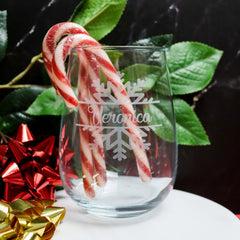 Snowflake Stemless Wine Glass