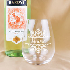 Snowflake Stemless Wine Glass