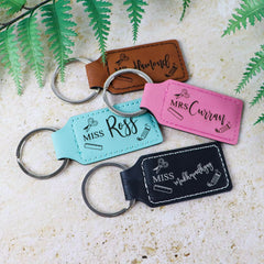 Teacher Vegan Leather Keychain