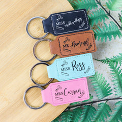 Teacher Vegan Leather Keychain