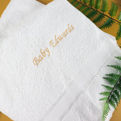 White Embroidered Bath Towel