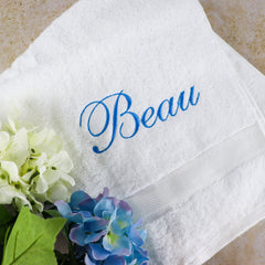 White Embroidered Bath Towel