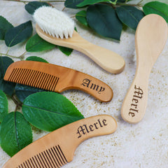 Wooden Brush and Comb with Personalised Name