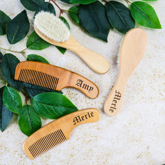 Wooden Brush and Comb with Personalised Name