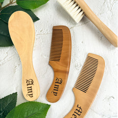 Wooden Brush and Comb with Personalised Name