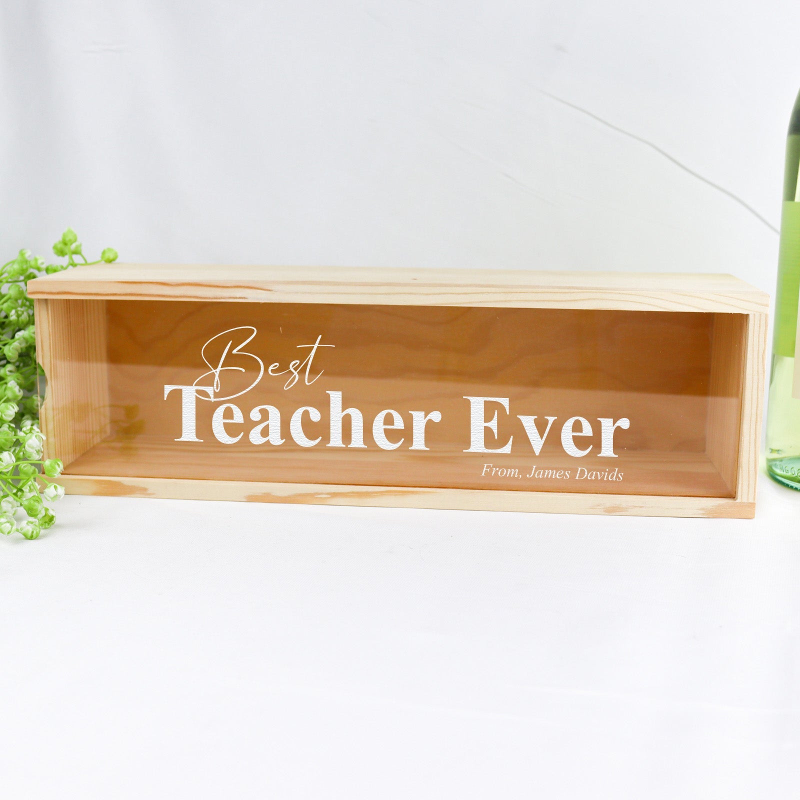 Best Teacher Ever Wooden Wine and Champagne Box - CustomKings - 