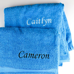 Blue Embroidered Bath Towel - CustomKings - 