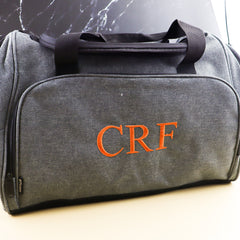 Embroidered Grey Duffle Bag with Personalised Design - CustomKings - 