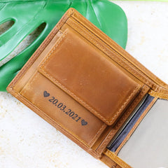 Engraved Coffee Genuine Leather Wallet - CustomKings - 