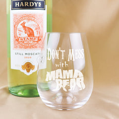 Don't Mess with the Mama Bear Stemless Wine Glass