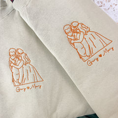 Couples Embroidered Outline Jumper / Crewneck