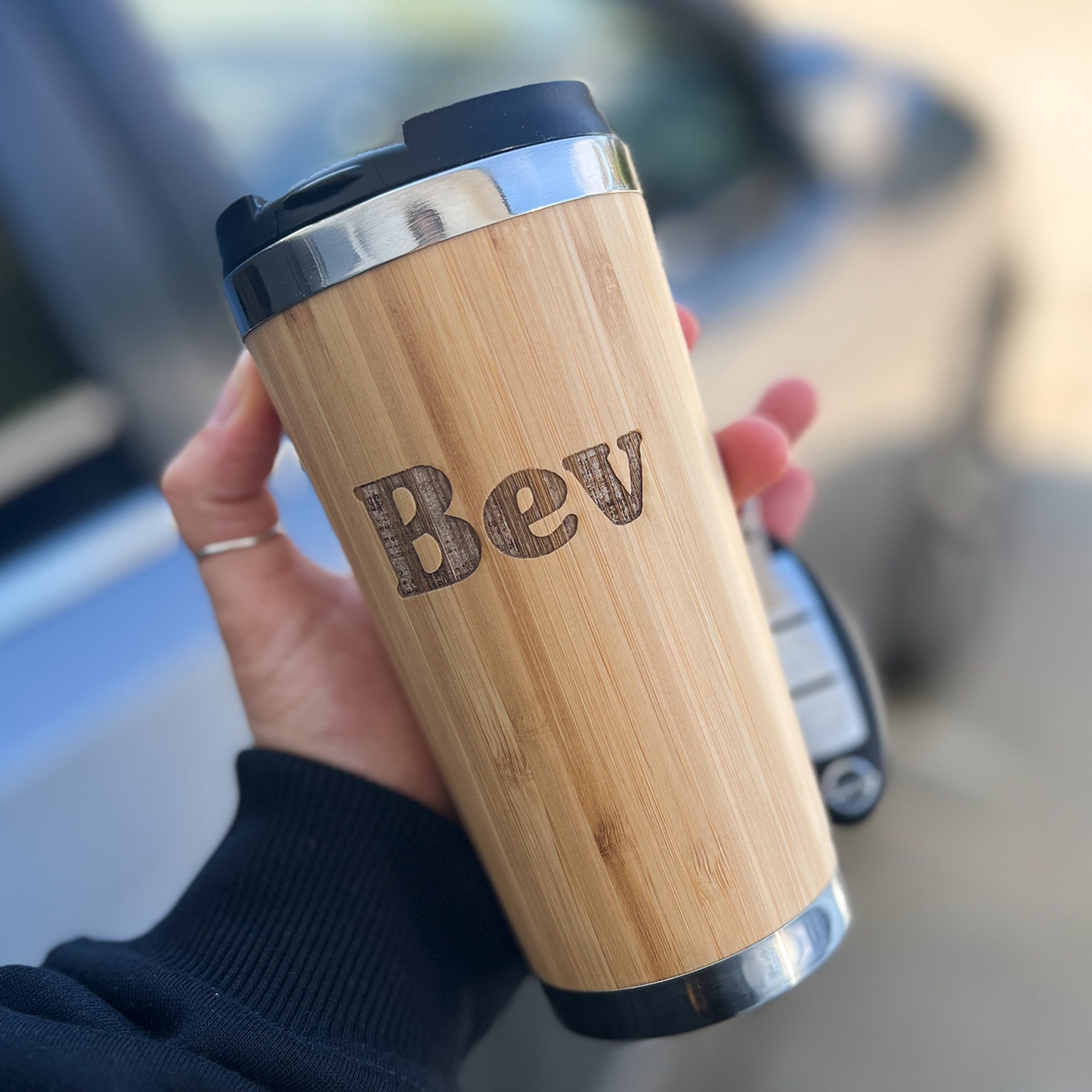 Personalised Bamboo Travel Mug - 400ml - CustomKings - 