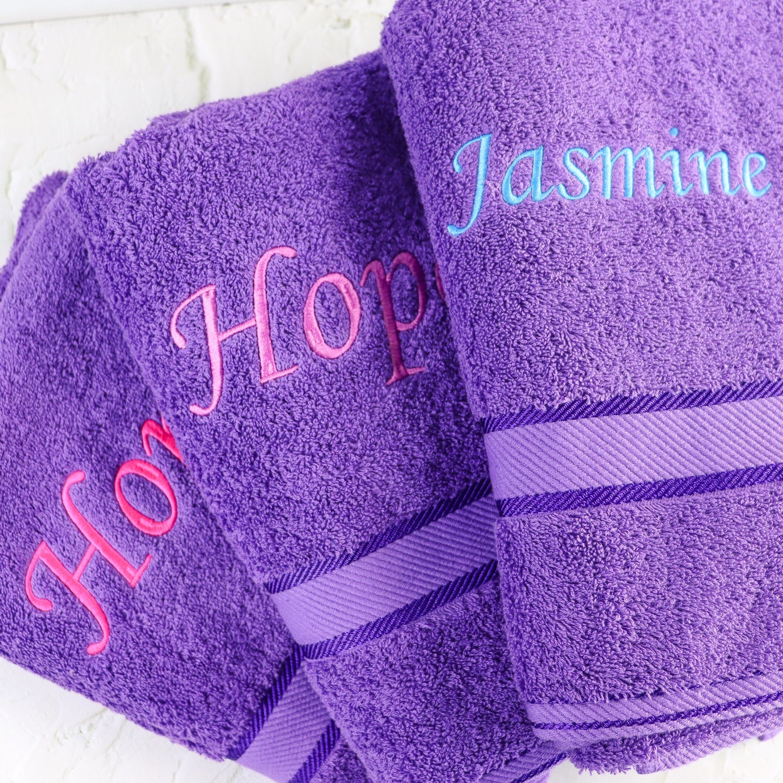 Purple Embroidered Bath Towel - CustomKings - 