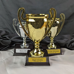 Trophy Cups with Wooden Base and Plaque - CustomKings - Silver