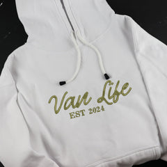 Van Life Embroidered Hoodie - CustomKings - White