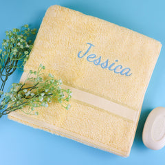 Yellow Embroidered Bath Towel - CustomKings - 