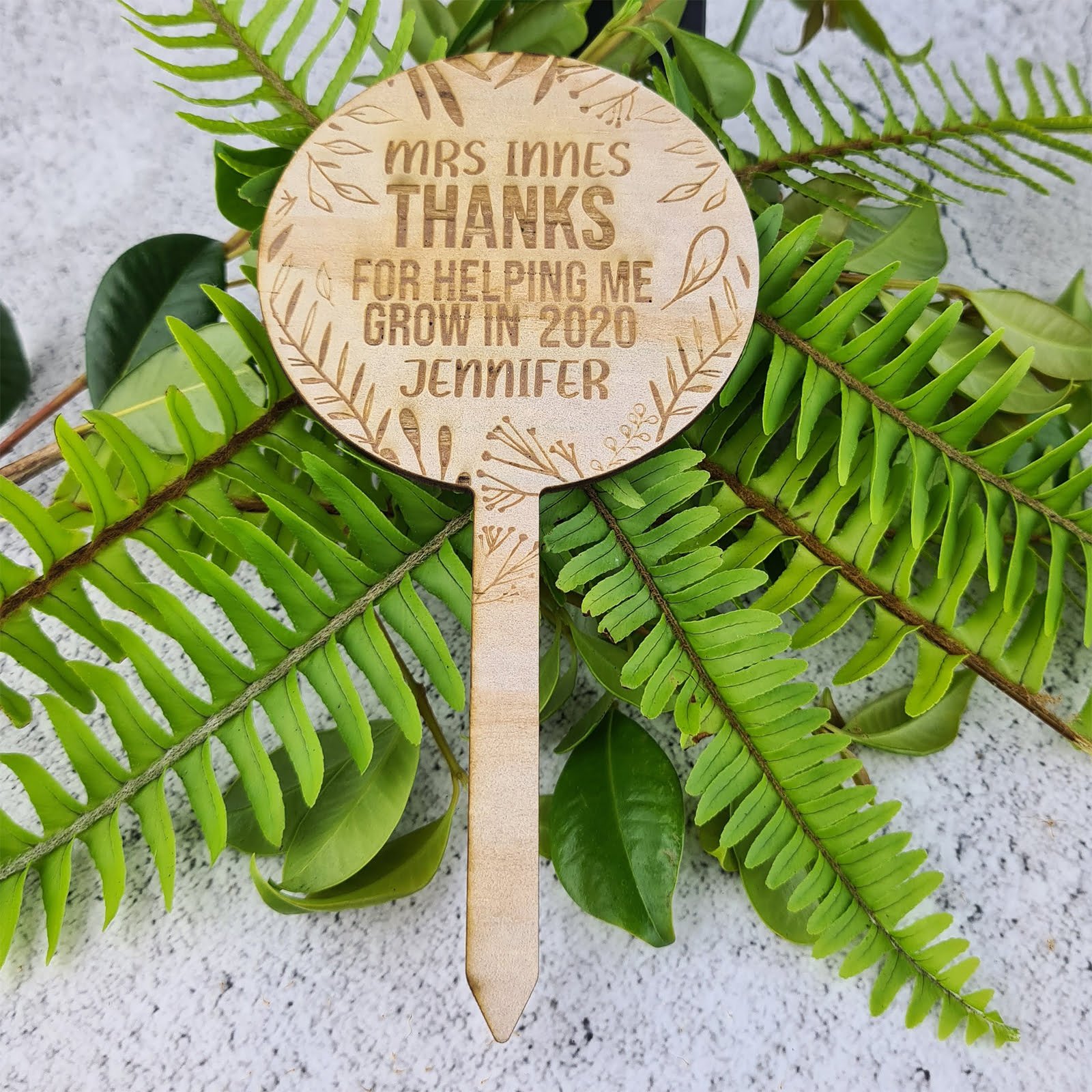 Personalised planter stick teacher gift 1