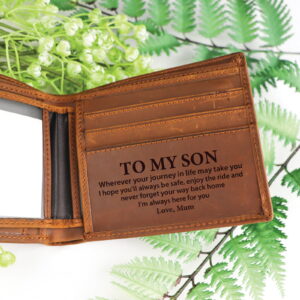 To my Son Coffee Genuine Leather Wallet