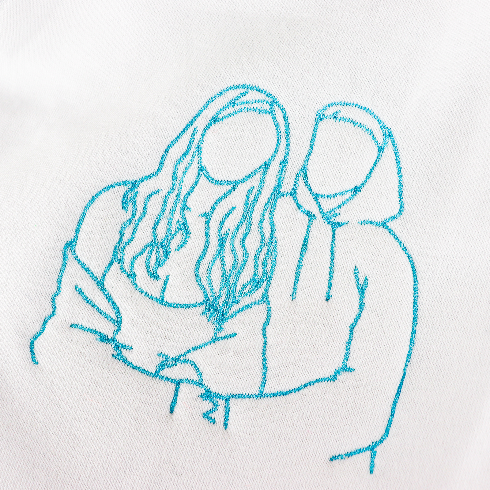 Couple embroidered drawn hoodie