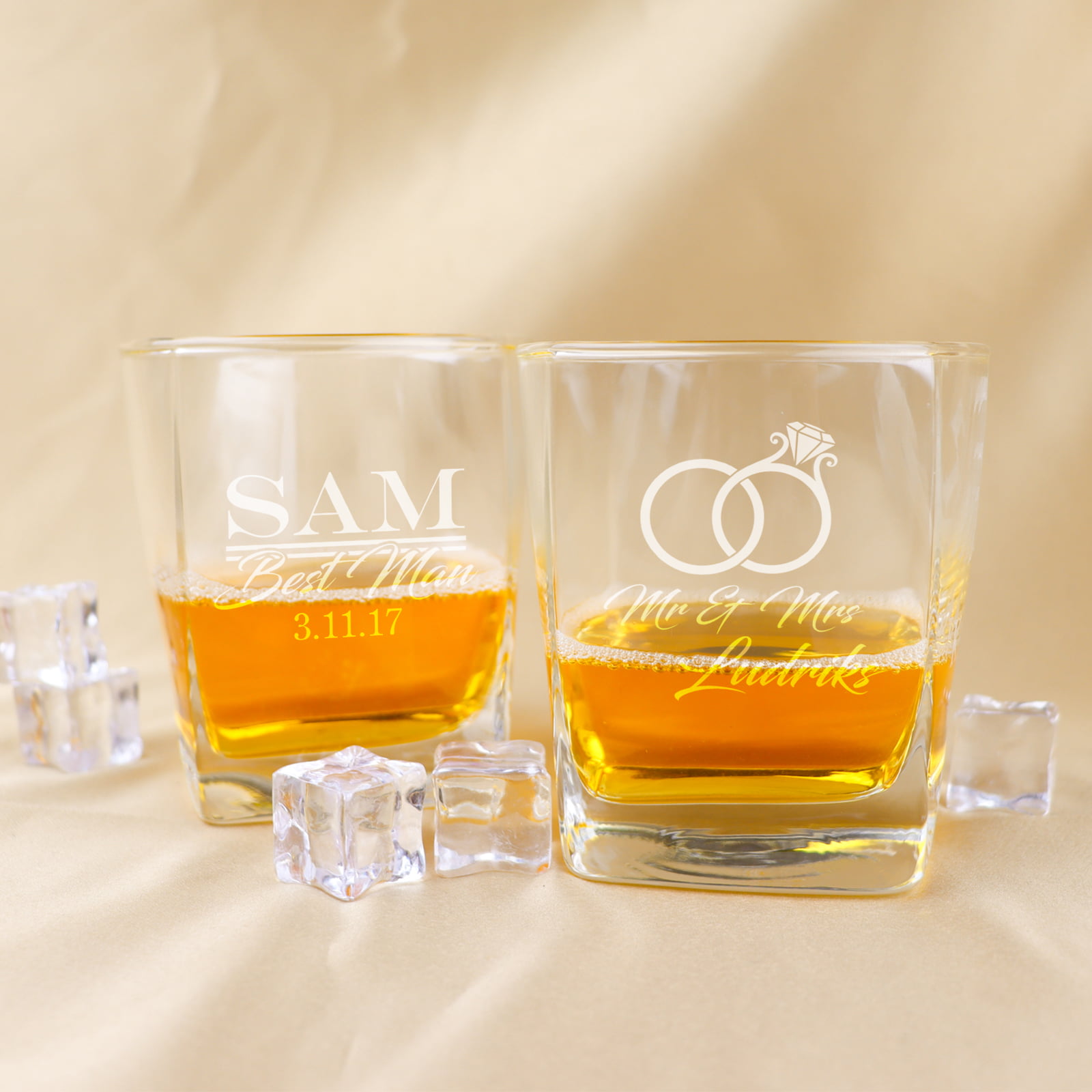 Wedding scotch glass various designs