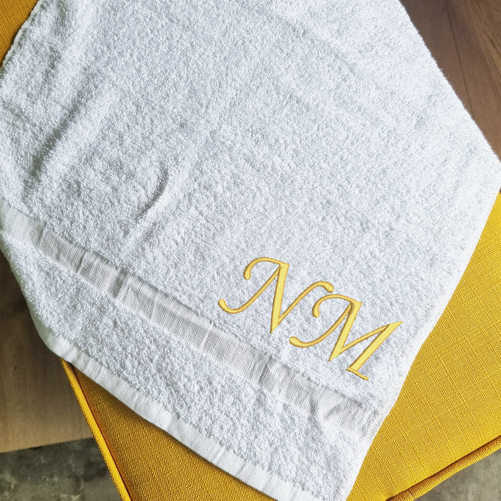 Monogram white hand towel