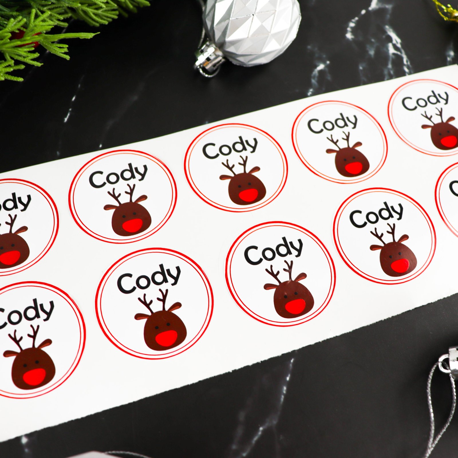 Round christmas personalised sticker sets