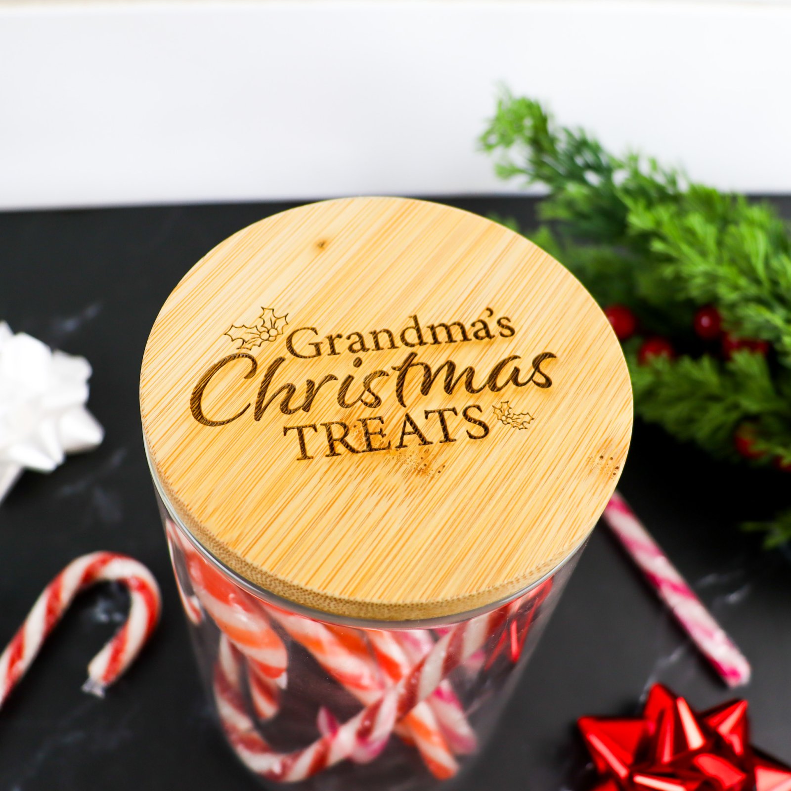 Personalised christmas treats lolly jar